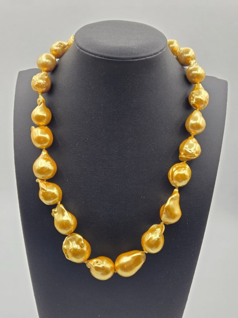 Yellow Large Baroque Pearl Necklace 18 inches Long Weighs 112 grams Large Clasp